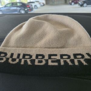 Burberry Tan and Black Knit Beanie